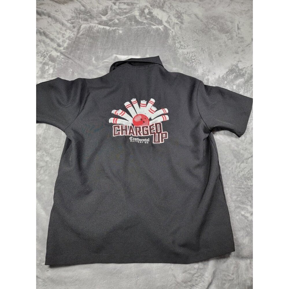 Be Retro Men's ‎ Embroidered Bowling Shirt Black, Red, Chocolate Bear, Batteries